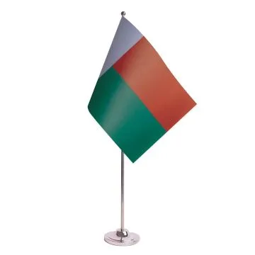 DRAPEAU DE TABLE prestige MADAGASCAR 22x15cm en SATIN - GRAND DRAPEAUX DE BUREAU MALGACHE 15 x 22 cm