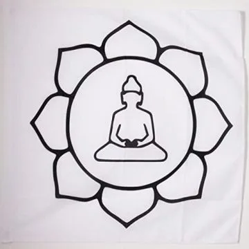 DRAPEAU BOUDDHA FLEUR DE LOTUS 90x90cm - DRAPEAU DU BOUDDHISME 90 x 90 cm Fourreau pour hampe