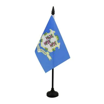 DRAPEAU DE TABLE CONNECTICUT 15x10cm - PETIT DRAPEAUX DE BUREAU ETAT AMÉRICAIN - USA - ETATS-UNIS 10 x 15 cm