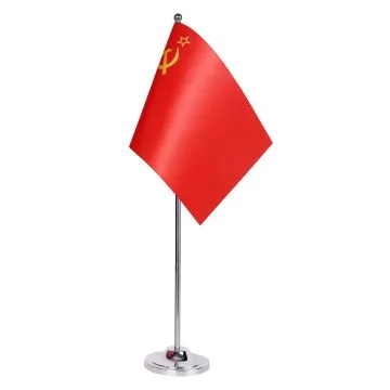 DRAPEAU DE TABLE prestige URSS 22x15cm en SATIN - GRAND DRAPEAUX DE BUREAU COMMUNISTE - RUSSIE 15 x 22 cm