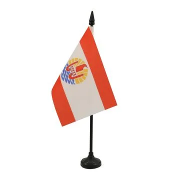 DRAPEAU DE TABLE POLYNÉSIE FRANÇAISE 15x10cm - PETIT DRAPEAUX DE BUREAU POLYNÉSIEN - FRANCE 10 x 15 cm