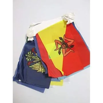 GUIRLANDE 6 mètres 20 DRAPEAUX 20 RÉGIONS D\'ITALIE 21x15 cm - DRAPEAU DES RÉGIONS ITALIENNES 15 x 21 cm