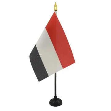 DRAPEAU DE TABLE SOUDAN 15x10cm - PETIT DRAPEAUX DE BUREAU SOUDANAIS 10 x 15 cm pointe dorée