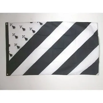 DRAPEAU BRETAGNE BIG GWENN HA DU 150x90cm - DRAPEAU BRETON 90 x 150 cm - DRAPEAUX