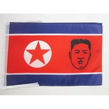 DRAPEAU CORÍ?E DU NORD AVEC KIM JONG-UN 45x30cm - PAVILLON NORD-CORÍ?EN 30 x 45 cm haute qualité