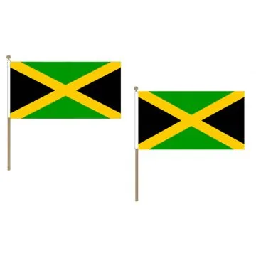 DRAPEAU JAMAÏQUE 45x30cm HAMPE en bois - LOT DE 10 DRAPEAUX JAMAÏCAIN 30 x 45 cm