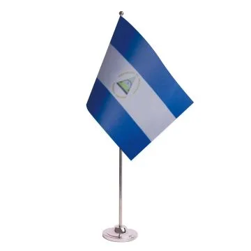 DRAPEAU DE TABLE prestige NICARAGUA 22x15cm en SATIN - GRAND DRAPEAUX DE BUREAU NICARAGUAYEN 15 x 22 cm
