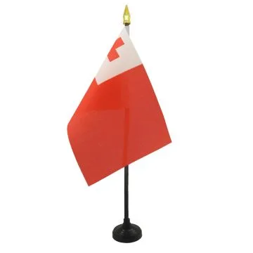 DRAPEAU DE TABLE TONGA 15x10cm - PETIT DRAPEAUX DE BUREAU TONGIEN 10 x 15 cm pointe dorée