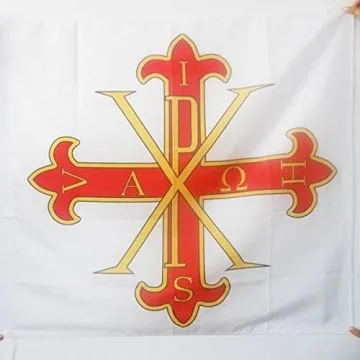 DRAPEAU ORDRE SACRÍ? ET MILITAIRE CONSTANTINIEN DE SAINT-GEORGES 90x90cm - DRAPEAU CROIX DE L\'ORDRE CONSTANTINIEN 90 x 90 cm Fourreau pour hampe