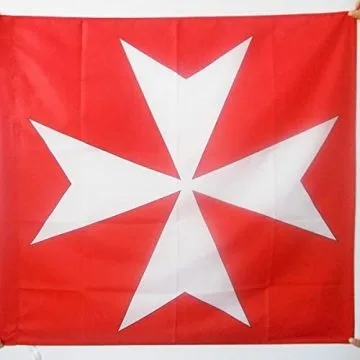 DRAPEAU CROIX ORDRE DE MALTE 90x90cm - DRAPEAU SAINT-JEAN DE JÍ?RUSALEM 90 x 90 cm Fourreau pour hampe