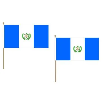 DRAPEAU GUATEMALA 45x30cm HAMPE en bois - LOT DE 10 DRAPEAUX GUATÍ?MALTÍ?QUE 30 x 45 cm