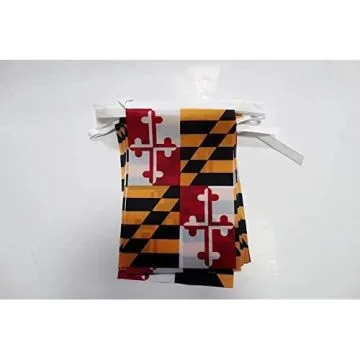 Guirlande 6 mètres 20 Drapeaux Maryland 21x15 cm - Drapeau de l\'état américain du Maryland 15 x 21 cm