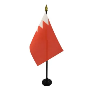 DRAPEAU DE TABLE BAHREÏN 15x10cm - PETIT DRAPEAUX DE BUREAU BAHREÏNIEN 10 x 15 cm pointe dorée