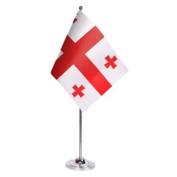 DRAPEAU DE TABLE prestige GÉORGIE 22x15cm en SATIN - GRAND DRAPEAUX DE BUREAU GÉORGIEN 15 x 22 cm