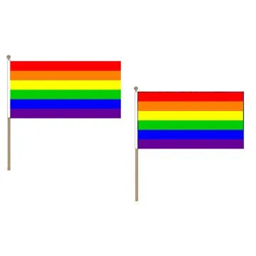 DRAPEAU ARC-EN-CIEL 45x30cm HAMPE en bois - LOT DE 10 DRAPEAUX GAY - RAINBOW FLAG 30 x 45 cm