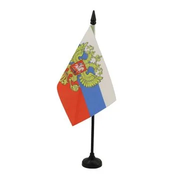 DRAPEAU DE TABLE RUSSIE AVEC AIGLE 15x10cm - PETIT DRAPEAUX DE BUREAU RUSSE 10 x 15 cm