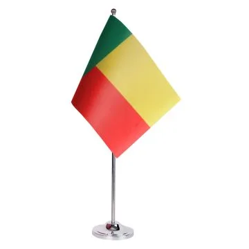 DRAPEAU DE TABLE prestige BÉNIN 22x15cm en SATIN - GRAND DRAPEAUX DE BUREAU BÉNINOIS 15 x 22 cm