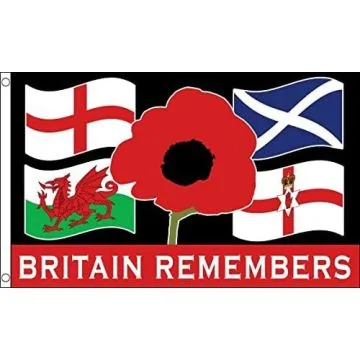 DRAPEAU BRITAIN REMEMBERS GUERRE 14-18 150x90cm - DRAPEAU PREMIÍ?RE GUERRE MONDIALE 90 x 150 cm - DRAPEAUX