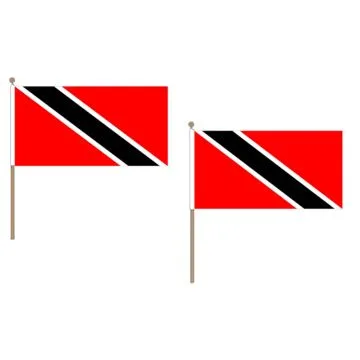 DRAPEAU TRINIDAD-ET-TOBAGO 45x30cm HAMPE en bois - LOT DE 10 DRAPEAUX TRINIDADIEN 30 x 45 cm