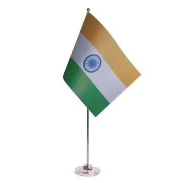 DRAPEAU DE TABLE prestige INDE 22x15cm en SATIN - GRAND DRAPEAUX DE BUREAU INDIEN 15 x 22 cm