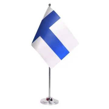 DRAPEAU DE TABLE prestige FINLANDE 22x15cm en SATIN - GRAND DRAPEAUX DE BUREAU FINLANDAIS 15 x 22 cm
