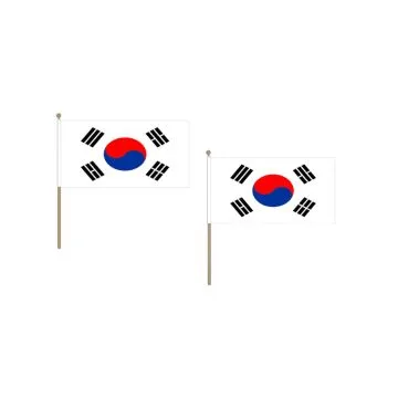 DRAPEAU CORÍ?E DU SUD 45x30cm HAMPE en bois - LOT DE 10 DRAPEAUX CORÍ?EN 30 x 45 cm