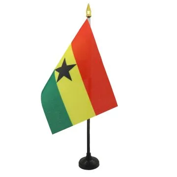 DRAPEAU DE TABLE GHANA 15x10cm - PETIT DRAPEAUX DE BUREAU GHANÉEN  10 x 15 cm pointe dorée