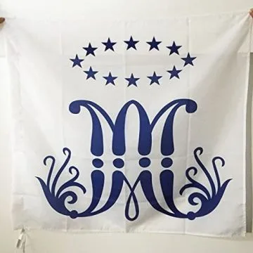 DRAPEAU FRÍ?RES MARISTES DES Í?COLES 90x90cm - DRAPEAU PETITS FRÍ?RES DE MARIE 90 x 90 cm Fourreau pour hampe