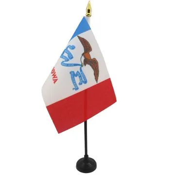 DRAPEAU DE TABLE IOWA 15x10cm - PETIT DRAPEAUX DE BUREAU ETAT AMÉRICAIN - USA - ETATS-UNIS 10 x 15 cm pointe dorée