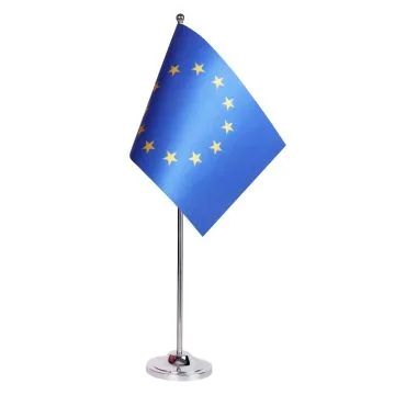 DRAPEAU DE TABLE prestige EUROPE 22x15cm en SATIN - GRAND DRAPEAUX DE BUREAU EUROPÉEN - UNION EUROPÉENNE - UE 15 x 22 cm
