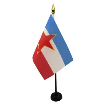 DRAPEAU DE TABLE YOUGOSLAVIE 15x10cm - PETIT DRAPEAUX DE BUREAU YOUGOSLAVE 10 x 15 cm pointe dorée