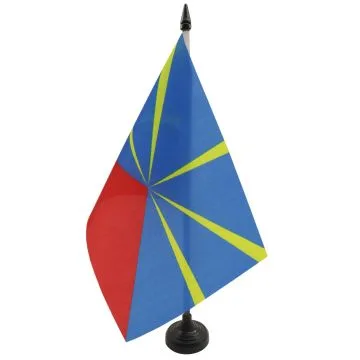 DRAPEAU DE TABLE LA RÉUNION 21x14cm - PETIT DRAPEAUX 14 x 21 cm RÉUNIONAIS - FRANCE - Bureau