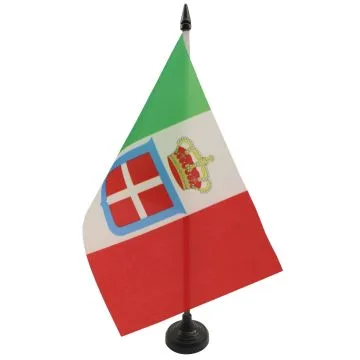 DRAPEAU DE TABLE ROYAUME D?ITALIE COURONNE 21x14cm - PETIT DRAPEAUX DE BUREAU ITALIEN MARINE MILITAIRE 14 x 21 cm