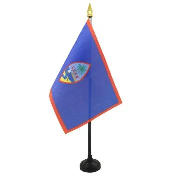 DRAPEAU DE TABLE GUAM 15x10cm - PETIT DRAPEAUX DE BUREAU AMÉRICAIN 10 x 15 cm pointe dorée