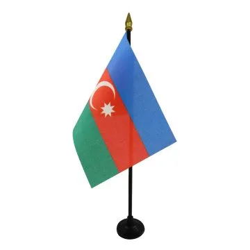 DRAPEAU DE TABLE AZERBAÏDJAN 15x10cm - PETIT DRAPEAUX DE BUREAU AZERBAÏDJANAIS 10 x 15 cm pointe dorée