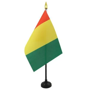 DRAPEAU DE TABLE GUINÉE 15x10cm - PETIT DRAPEAUX DE BUREAU GUINÉEN 10 x 15 cm pointe dorée