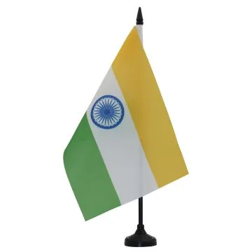 DRAPEAU DE TABLE INDE 21x14cm - PETIT DRAPEAUX DE BUREAU INDIEN 14 x 21 cm