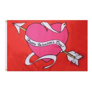 DRAPEAU HAPPY VALENTINES DAY 150x90cm - DRAPEAU JOYEUSE SAINT VALENTIN 90 x 150 cm - DRAPEAUX