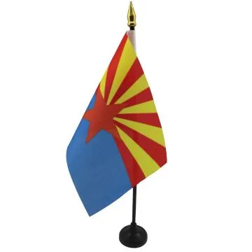 DRAPEAU DE TABLE ARIZONA 15x10cm - PETIT DRAPEAUX DE BUREAU ETAT AMÉRICAIN - USA - ETATS-UNIS 10 x 15 cm pointe dorée