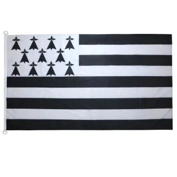 DRAPEAU BRETAGNE 150x90cm - DRAPEAU BRETON - FRANCE 90 x 150 cm Spécial Extérieur - DRAPEAUX