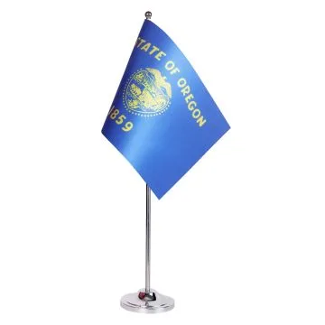 DRAPEAU DE TABLE prestige OREGON 22x15cm en SATIN - GRAND DRAPEAUX DE BUREAU ETAT AMÉRICAIN - USA - ETATS-UNIS 15 x 22 cm