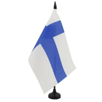 DRAPEAU DE TABLE FINLANDE 21x14cm - PETIT DRAPEAUX DE BUREAU FINLANDAIS 14 x 21 cm