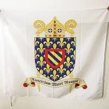 DRAPEAU ORDRE CISTERCIEN 90x90cm - DRAPEAU SAINT ORDRE DE CÍ?TEAUX 90 x 90 cm Fourreau pour hampe