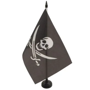 DRAPEAU DE TABLE PIRATE JACK RACKHAM 21x14cm - PETIT DRAPEAUX DE BUREAU PIRATES - CORSAIRE 14 x 21 cm