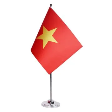 DRAPEAU DE TABLE prestige VIETNAM 22x15cm en SATIN - GRAND DRAPEAUX DE BUREAU VIETNAMIEN 15 x 22 cm