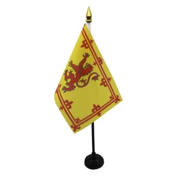 DRAPEAU DE TABLE ECOSSE ROYAL 15x10cm - PETIT DRAPEAUX DE BUREAU ÉCOSSAIS 10 x 15 cm pointe dorée