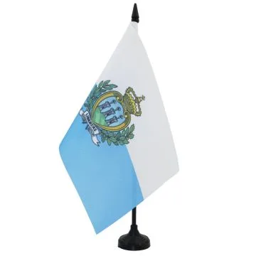 DRAPEAU DE TABLE SAINT MARIN 21x14cm - PETIT DRAPEAUX DE BUREAU SAINT-MARINAIS 14 x 21 cm