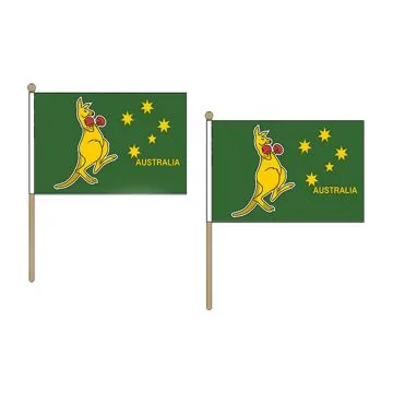 DRAPEAU BOXING KANGOUROU 45x30cm HAMPE en bois - LOT DE 10 DRAPEAUX BOXING KANGAROO - AUSTRALIE 30 x 45 cm