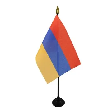 DRAPEAU DE TABLE ARMÉNIE 15x10cm - PETIT DRAPEAUX DE BUREAU ARMÉNIEN 10 x 15 cm pointe dorée