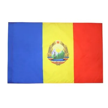 DRAPEAU RÍ?PUBLIQUE SOCIALISTE DE ROUMANIE 1947-1989 150x90cm - DRAPEAU COMMUNISTE ROUMAIN 90 x 150 cm Fourreau pour hampe